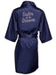 Navy Blue Satin Bridal Shower Robes With Silver Letters