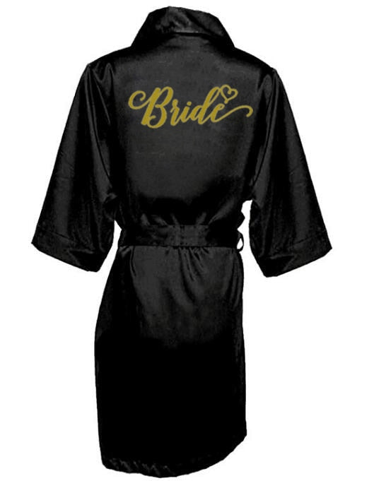 Black Short Kimono Robes For Bride & Bridesmaids BigBeryl