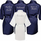 Navy Blue Satin Bridal Shower Robes With Silver Letters BigBeryl