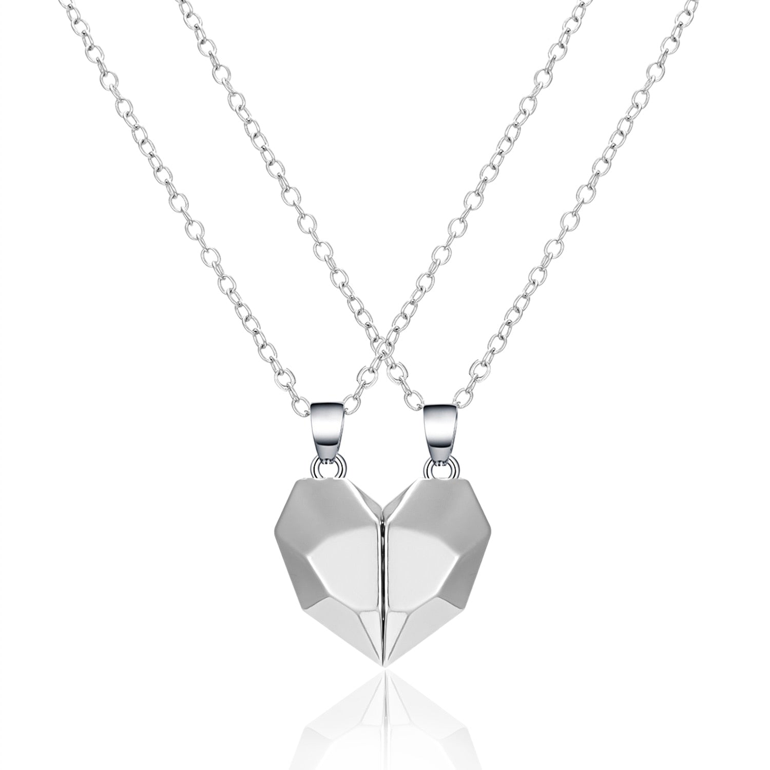 Magnetic Heart Couple Necklaces - BigBeryl All White