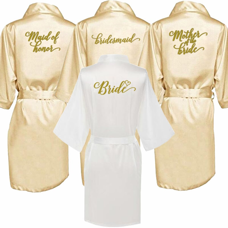 Chic Champagne Satin Bride & Bridesmaid Robe