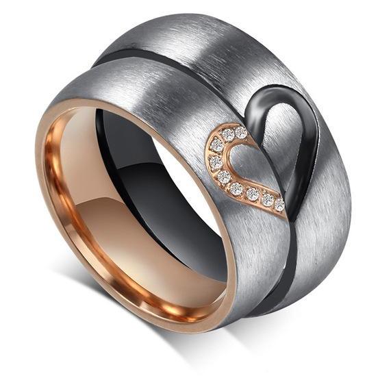 Heart Engraved Promise Rings for Couples - BigBeryl