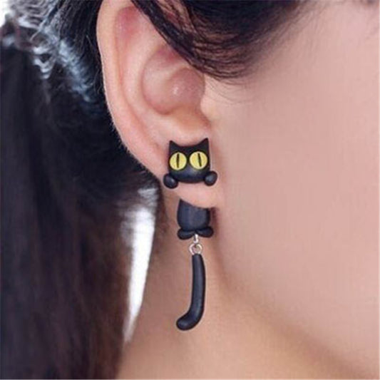 Cute Black Cat Stud Earrings For Halloween