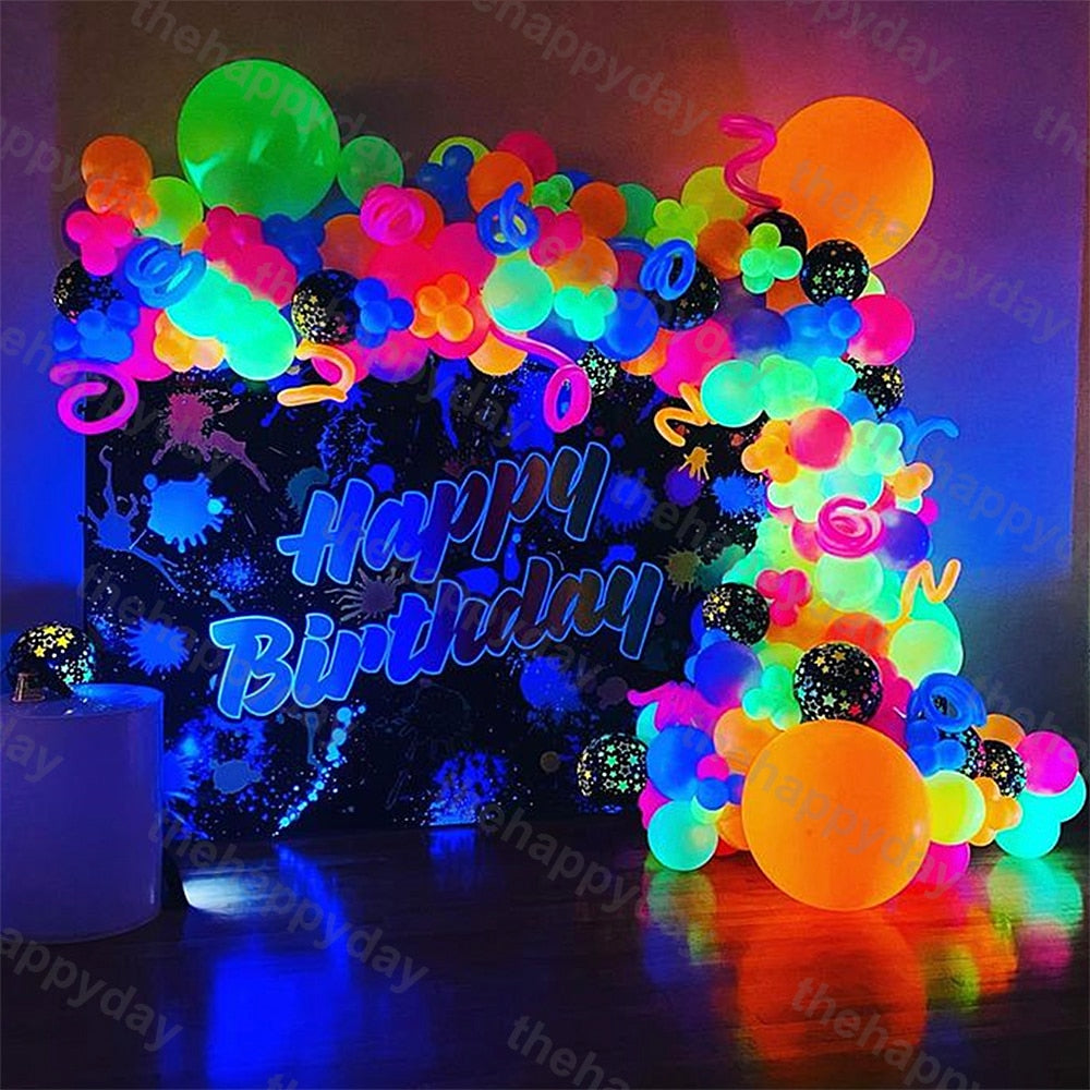 Black Neon Glow Balloons Arch Kits BigBeryl