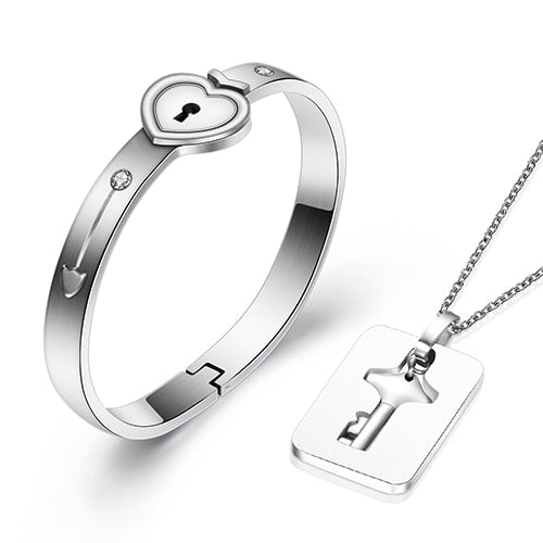 Heart Lock Bracelet And Key Necklace – BigBeryl