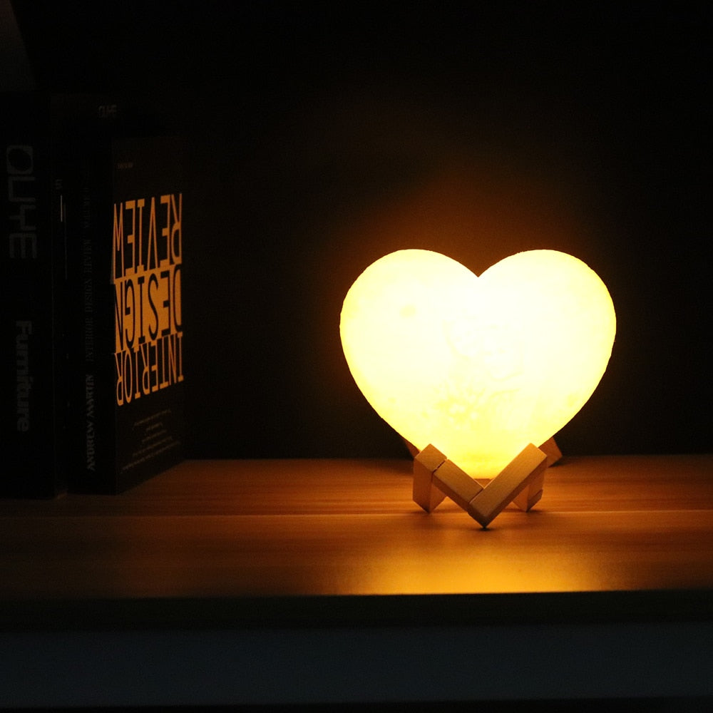 3D Heart Shape Moon Lamp Light - BigBeryl