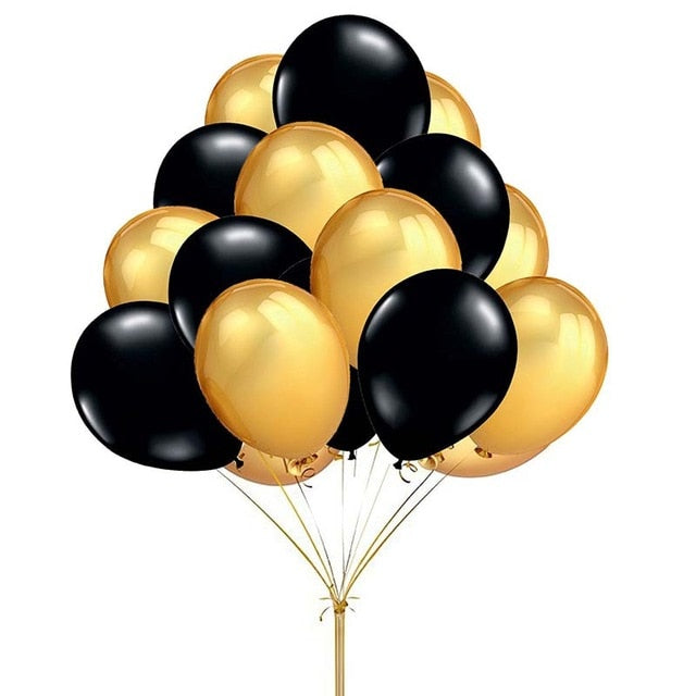 Black and Gold Balloons Decorations 30 Pcs/Set - BigBeryl