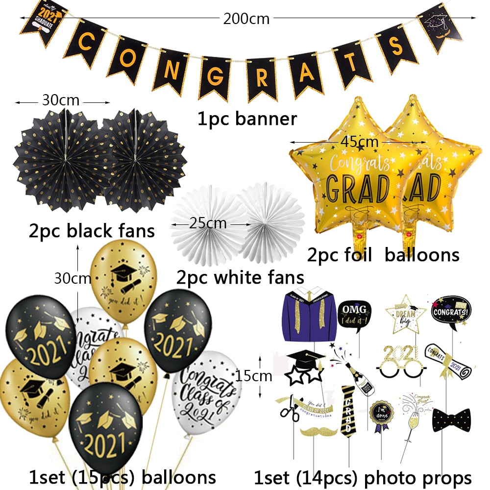 Graduation Party Banners Decoration 36 Pcs Kit 2021 - BigBeryl