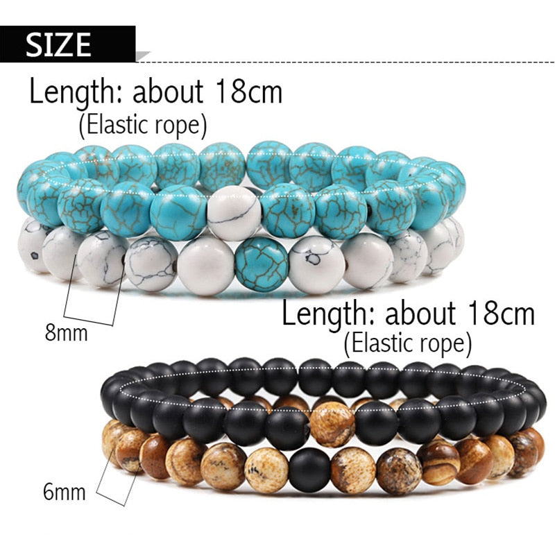 Turquoise Stone Beads Distance Bracelets - BigBeryl