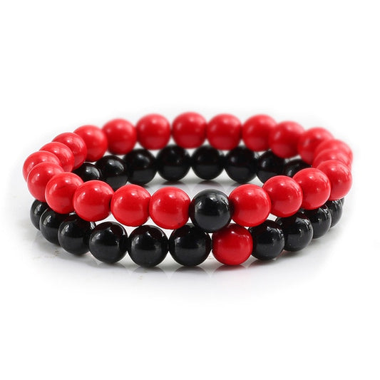 Red Jasper Black Agate Stone Bracelets - BigBeryl