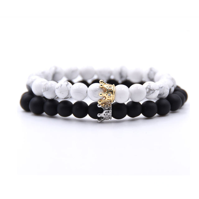 King and Queen Crown Bracelets for Couples [Set of 2] - BigBeryl