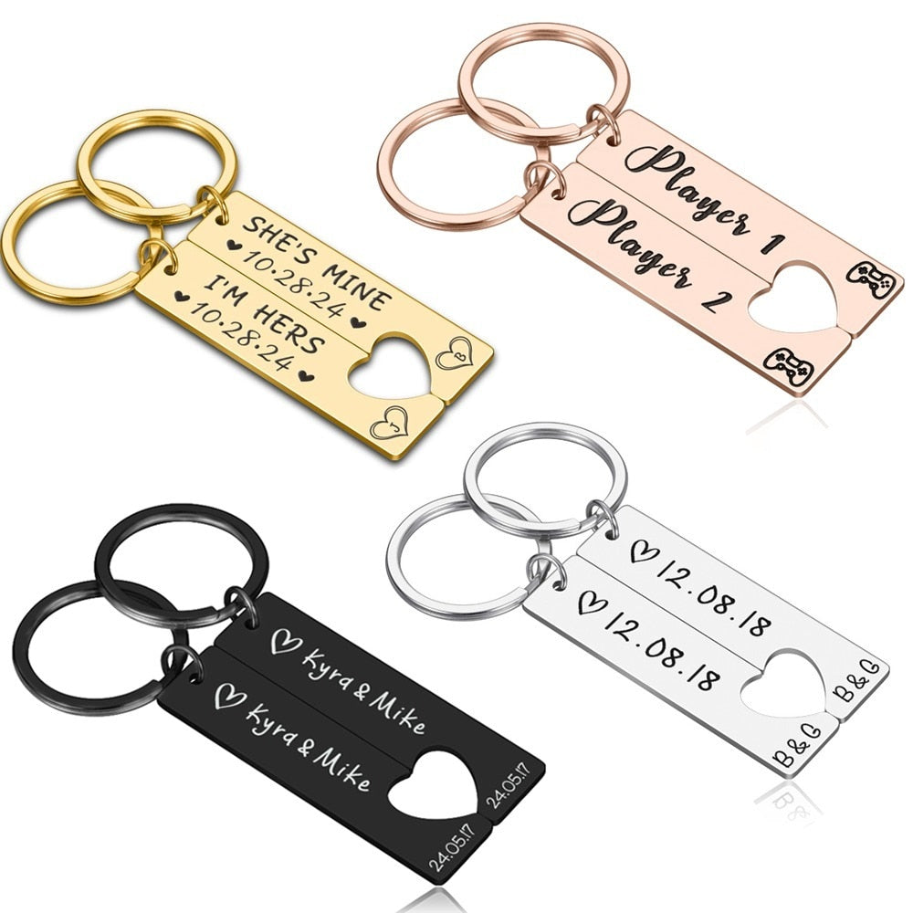 Name Keychain For Couples With Gift Box - BigBeryl