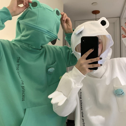 Kawaii Frog Hoodie Zipper Mouth - BigBeryl