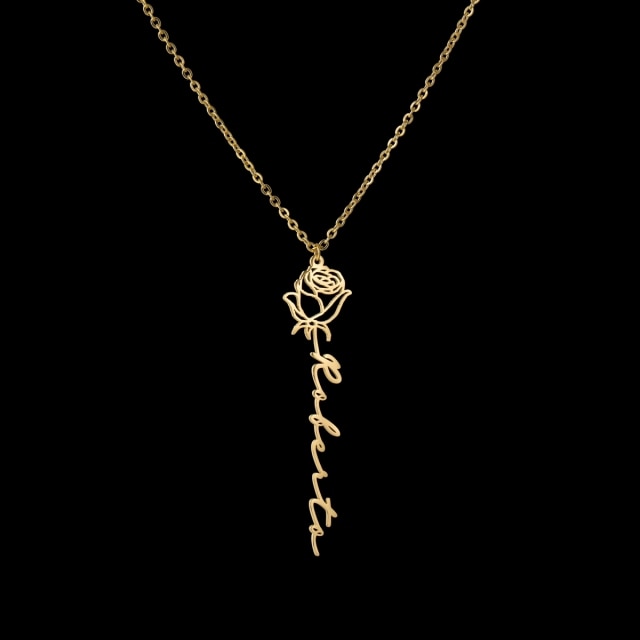 Name Necklace Rose Flower BigBeryl - Main Image