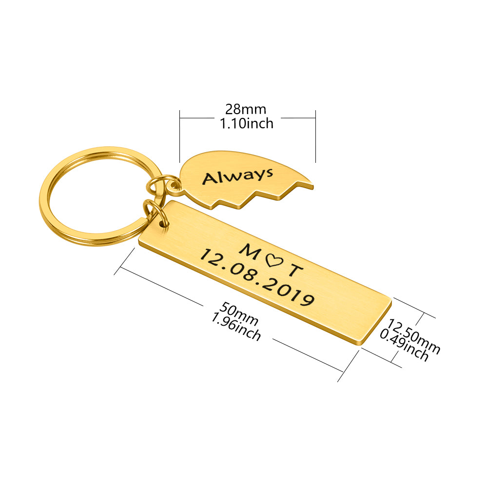 Custom Initials Keychain For Couples - BigBeryl