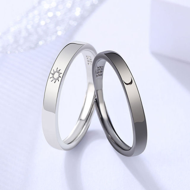 2Pcs Sun and Moon Lover Couple Rings Set Promise W... – Grandado 2Pcs Sun and Moon Lover Couple Rings Set Promise W... – Grandado
