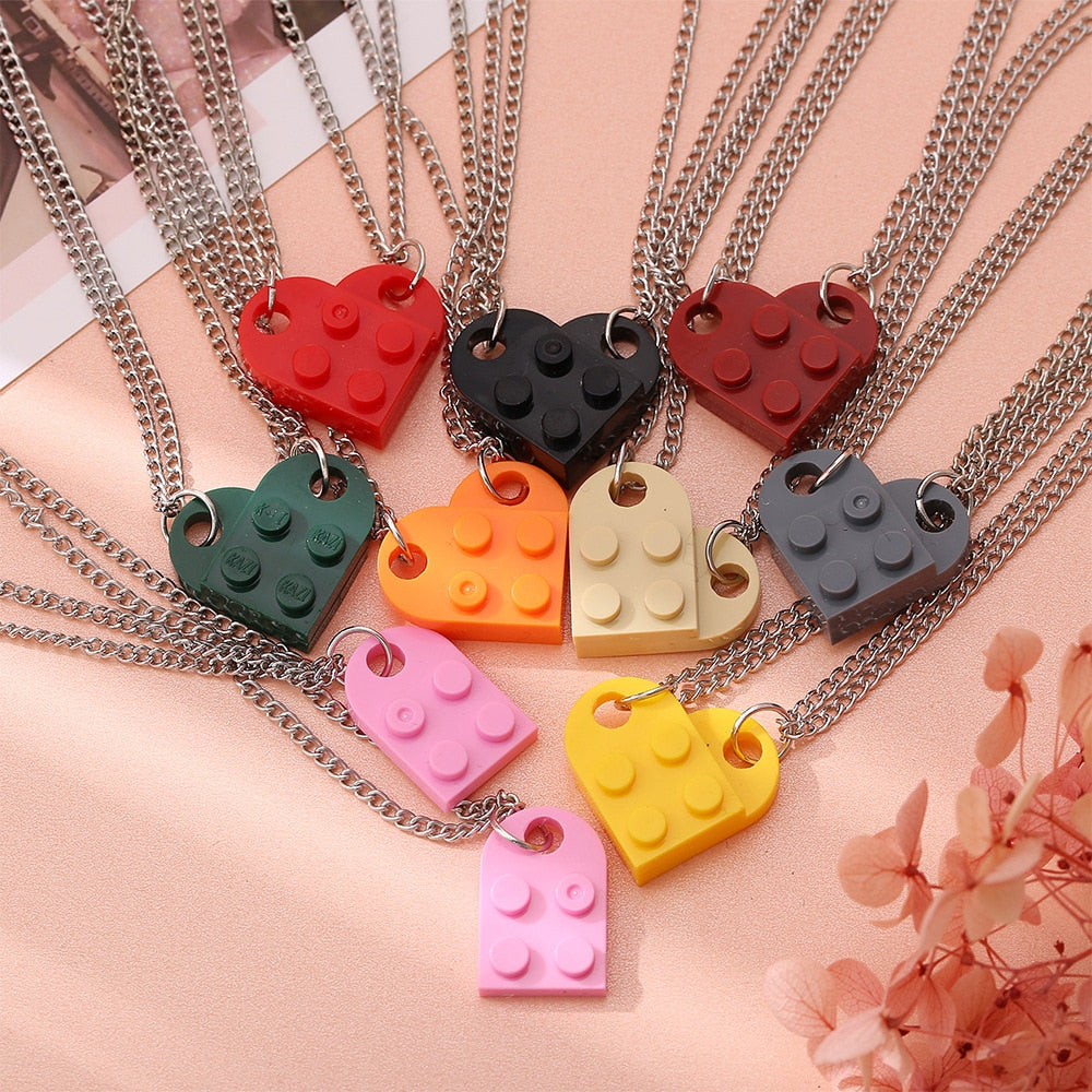 Lego Brick Heart Necklace - BigBeryl