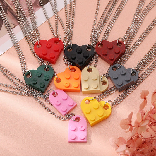 Lego Brick Heart Necklace - BigBeryl