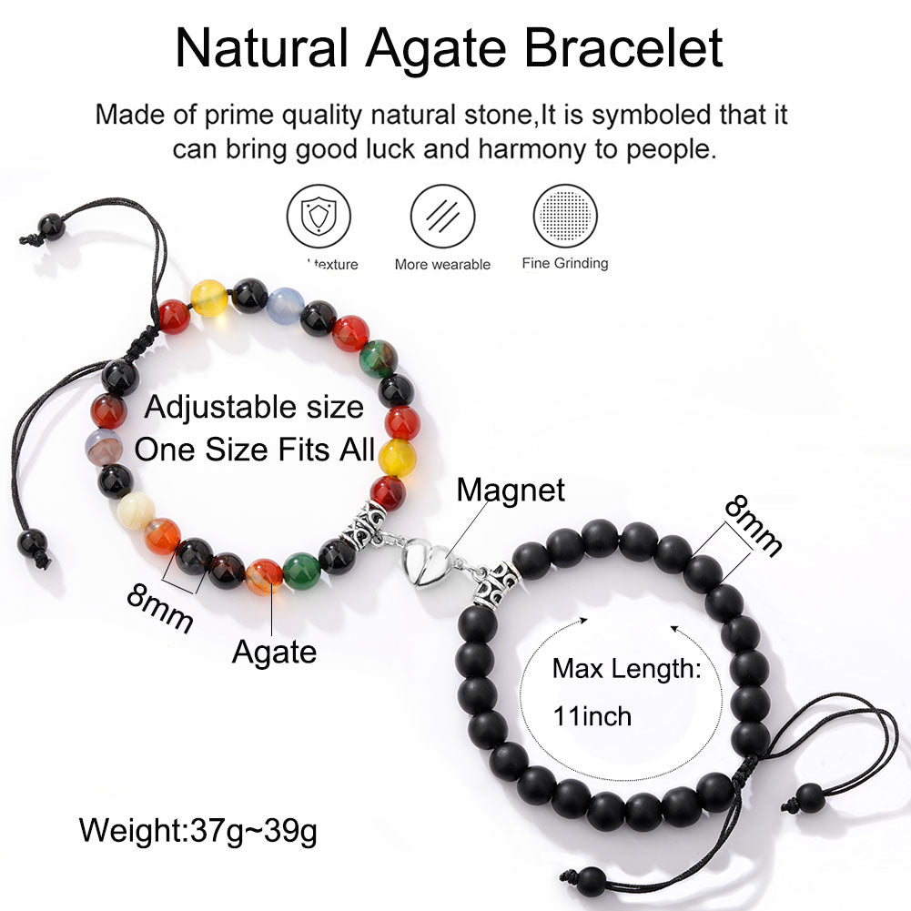 Magnetic Couple Bracelets With Heart - BigBeryl
