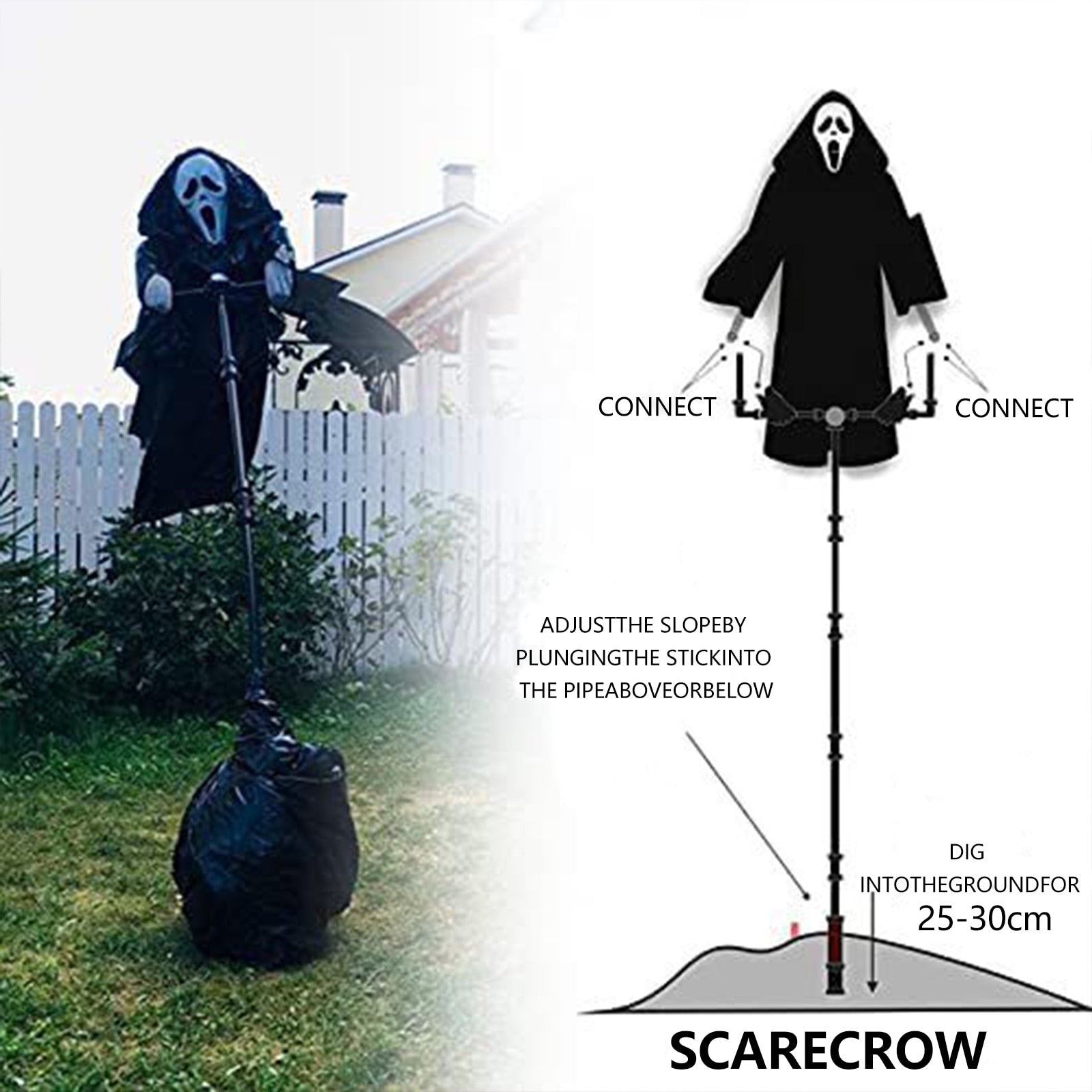 Super Scary Realistic Scarecrow Ghost Halloween Animatronics Props - BigBeryl