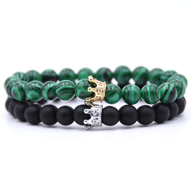 Feilok Charm Couple King & Queen Crown Bracciali Amicizia Bracciali Bracciali 8 mm Perline Bangle Strech Bracciali Bracciali Bracciali per Partner, 8 mm, Pietra Metallo Feilok Charm Couple King & Queen Crown Bracciali Amicizia Bracciali Bracciali 8 mm Perline Bangle Strech Bracciali Bracciali Bracciali per Partner, 8 mm, Pietra Metallo