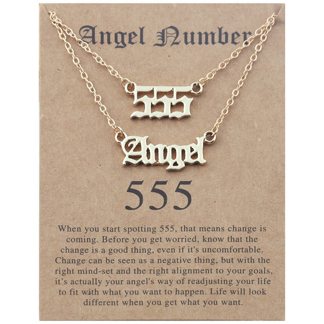 Gold Angel Number Necklace Set With Meanings - BigBeryl