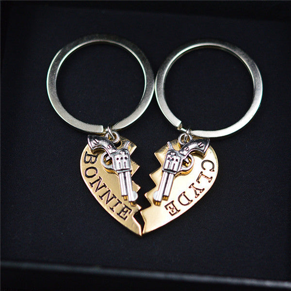 BONNIE and CLYDE Couple Key Rings - BigBeryl