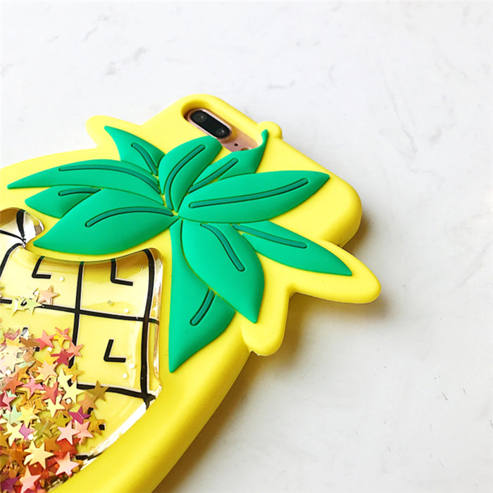 Pineapple Liquid Glitter iPhone Case With Strap | Squishy Case - BigBeryl