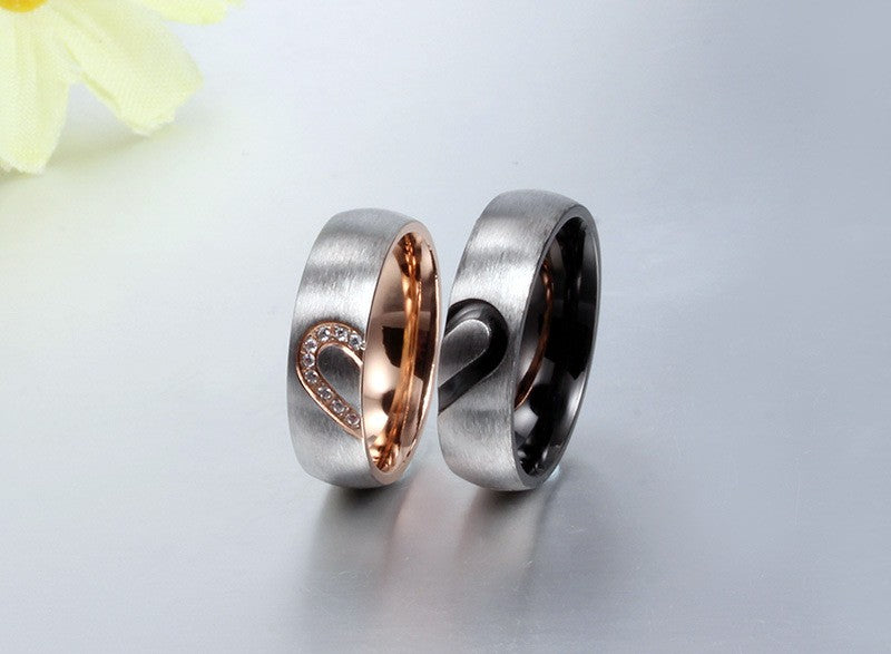 Heart Engraved Promise Rings for Couples - BigBeryl