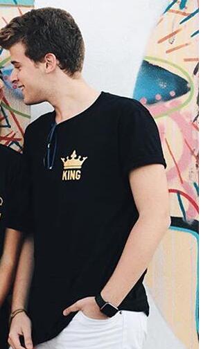 King Queen Gold Crown Couple Shirts - BigBeryl