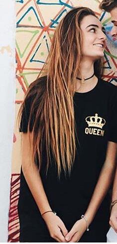 King Queen Gold Crown Couple Shirts - BigBeryl