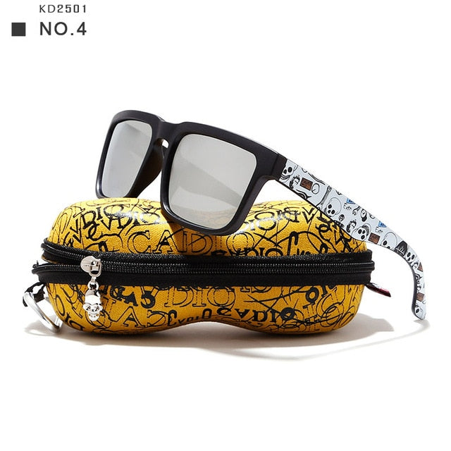 Polarized Sunglasses For Men With Skull Zipper Peanut Case - BigBeryl
