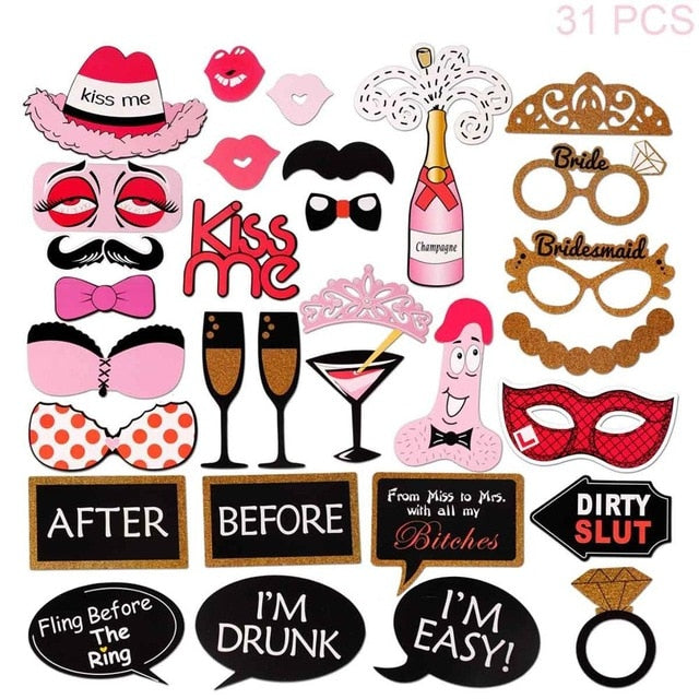 Bachelorette Party Decorations Photo Booth Props - BigBeryl