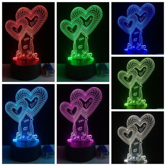 Heart Shaped Light 3D LED Lamps - BigBeryl