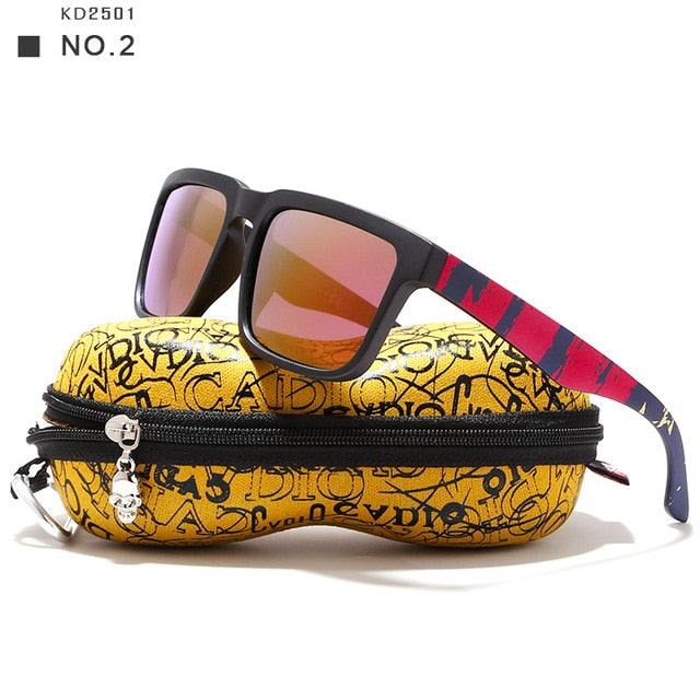 Polarized Sunglasses for Men with Skull Zipper Peanut Case C2 / Skull Zipper Case