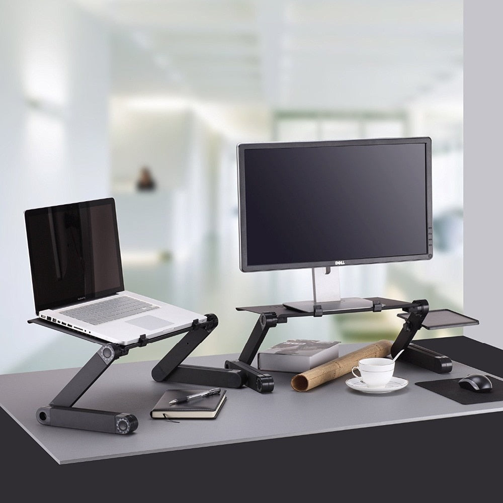 Adjustable Ergonomic Laptop Desk Stand With Mouse Pad - BigBeryl