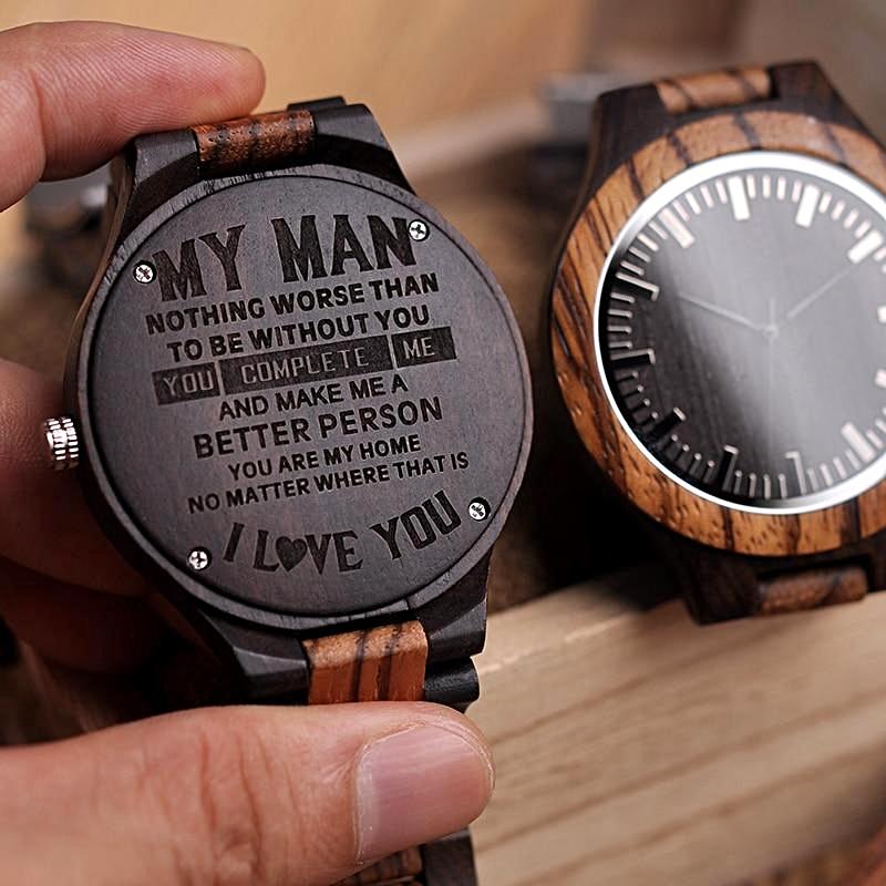 Wooden Engraved Personalized Watch For Men - BigBeryl