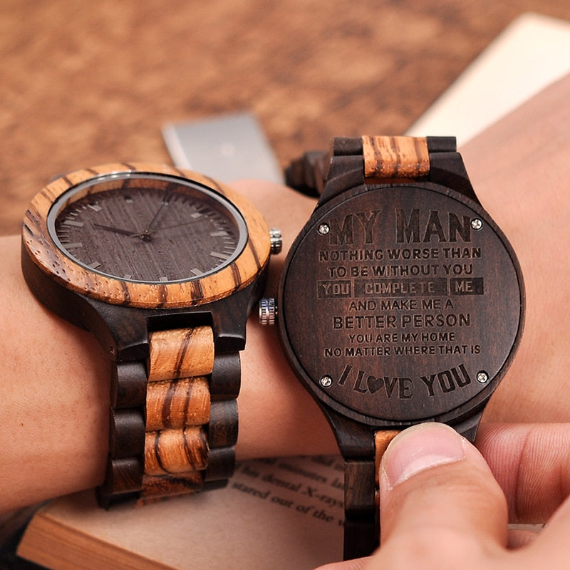 Wooden Engraved Personalized Watch For Men - BigBeryl