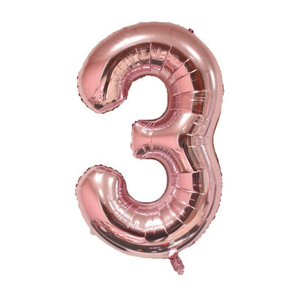 Number Foil Balloons 16 inches Gold Silver and Rose Gold - BigBeryl