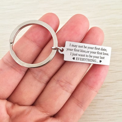 I MAY NOT BE YOUR FIRST DATE Engraved Key Chain for Wife - BigBeryl