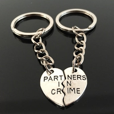 PARTNERS IN CRIME Engraved Key Chain for Best Friend [Set of 2] - BigBeryl