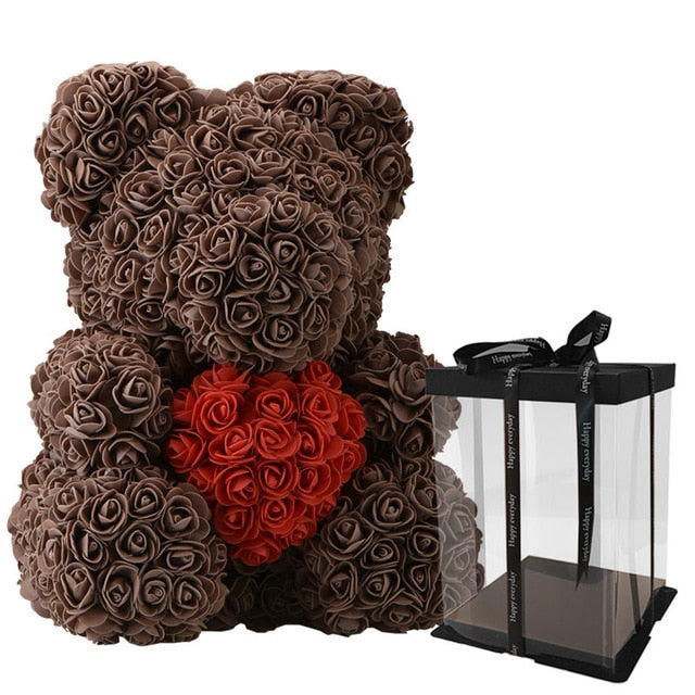 Forever Rose Teddy Bear With Heart - BigBeryl