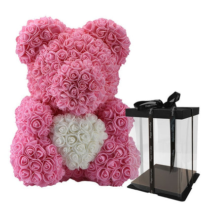 Forever Rose Teddy Bear With Heart - BigBeryl