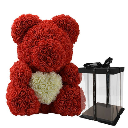 Forever Rose Teddy Bear With Heart - BigBeryl