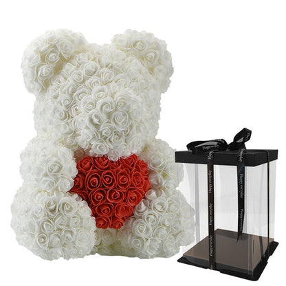 Forever Rose Teddy Bear With Heart - BigBeryl