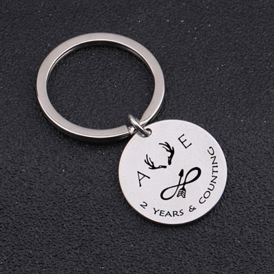 INITIAL ANNIVERSARY Engraved Key Chain for Couples - BigBeryl