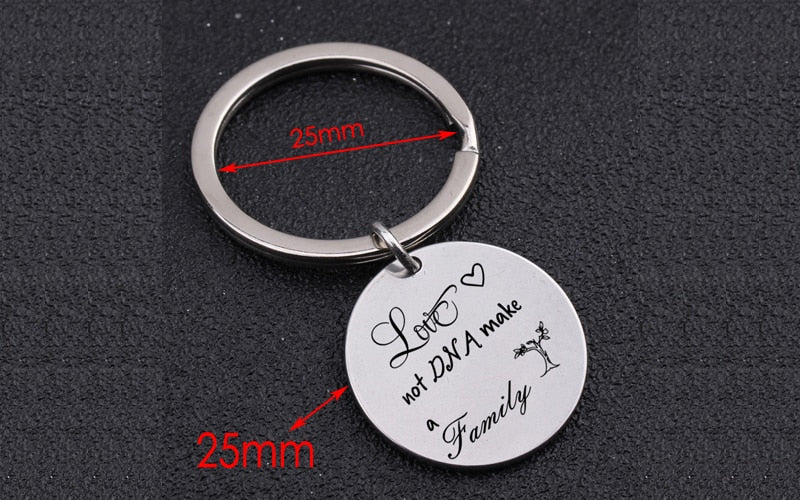 LOVE MAKES A FAMILY Engraved Key Chain for Step Parents - BigBeryl
