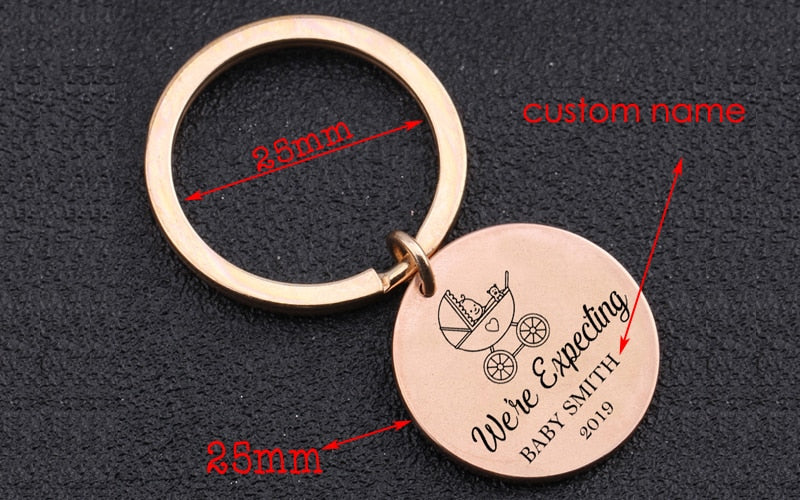 Engraved Keychain Gift For Expecting Parents - BigBeryl