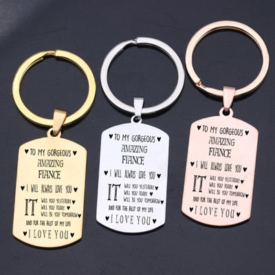 Fiance Fiancee Engraved Couple Keychain – BigBeryl - Main Image