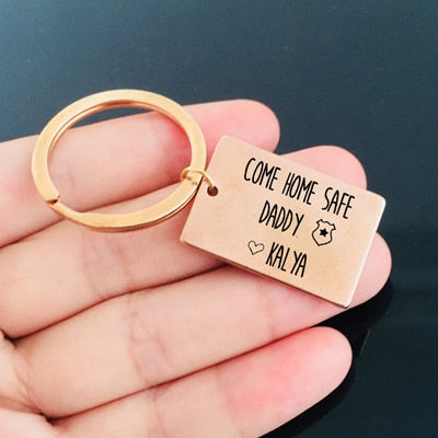 COME HOME SAFE Engraved Key Chain for Dad - BigBeryl